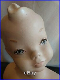 Vintage 1930's 40s Child Baby Mannequin Head Bust Store Display Hand Painted