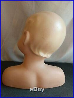 Vintage 1930's 40s Child Baby Mannequin Head Bust Store Display Hand Painted
