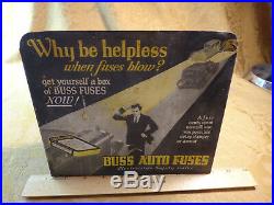 Vintage 1930's Metal Display Buss Auto Fuses (Why Be Helpless) Free S&H USA