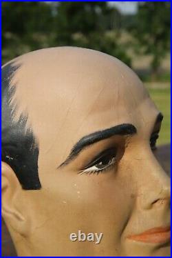 Vintage 1930s 40's Male Mannequin Head Bust Store Counter Display Millinery Hats