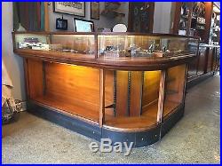 Vintage 1930s Curved Glass Display Case / Store Counter