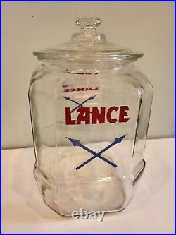 Vintage 1930s LANCE Cracker 8 Sided Glass Jar Retail Store Display Advertising