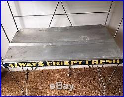 Vintage 1930s Wise Potato Chips, folding metal store display rack with signs
