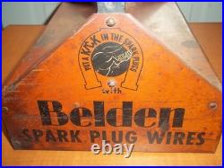 Vintage 1940's 50's Belden Metal Store Display Spark Plug Wires Tray Caddy