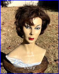 Vintage 1940's Bust Mannequin Store Hat Hair Display Jewelry Fashion Clothing