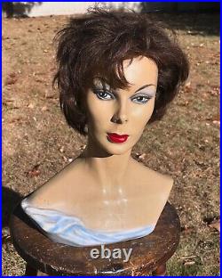 Vintage 1940's Bust Mannequin Store Hat Hair Display Jewelry Fashion Clothing