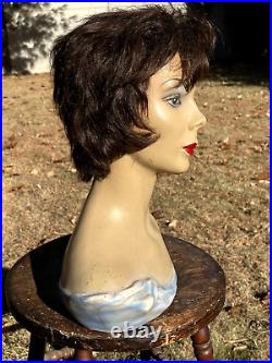 Vintage 1940's Bust Mannequin Store Hat Hair Display Jewelry Fashion Clothing