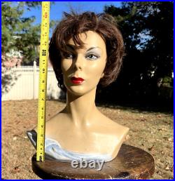 Vintage 1940's Bust Mannequin Store Hat Hair Display Jewelry Fashion Clothing