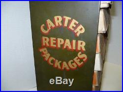 Vintage 1940's CARTER CARBURETOR REPAIR PACKAGES Metal Store Display with 19 Kits