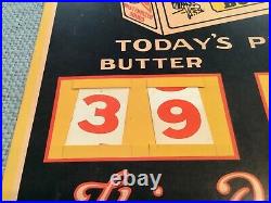 Vintage 1940's Country Maid Butter Eggs Grocery Store Adjustable Price Sign