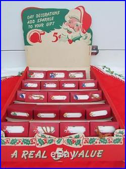 Vintage 1940's Dennison Christmas Strung Tags Store Display Box Santa Angels