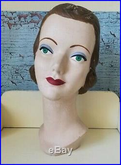 Vintage 1940's Female Mannequin Head Department Store Hat Display