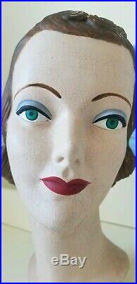 Vintage 1940's Female Mannequin Head Department Store Hat Display