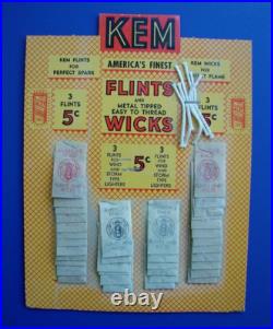 Vintage 1940's Kem Americas Finest Flints & Wicks 36 Pack Nos Store Display
