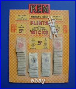 Vintage 1940's Kem Americas Finest Flints & Wicks 36 Pack Nos Store Display