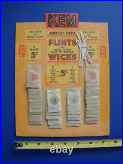 Vintage 1940's Kem Americas Finest Flints & Wicks 36 Pack Nos Store Display