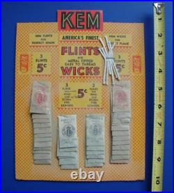 Vintage 1940's Kem Americas Finest Flints & Wicks 36 Pack Nos Store Display