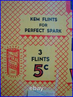 Vintage 1940's Kem Americas Finest Flints & Wicks 36 Pack Nos Store Display