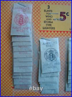 Vintage 1940's Kem Americas Finest Flints & Wicks 36 Pack Nos Store Display