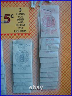 Vintage 1940's Kem Americas Finest Flints & Wicks 36 Pack Nos Store Display