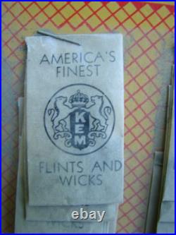 Vintage 1940's Kem Americas Finest Flints & Wicks 36 Pack Nos Store Display