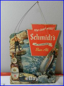 Vintage 1940's Schmidt's Beer/ Ale Store Counter Display- Fly Fishing- Very Rare
