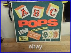 Vintage 1940s ABC Pops Candy Store Display Original Cardboard Advertising Sign
