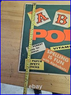 Vintage 1940s ABC Pops Candy Store Display Original Cardboard Advertising Sign