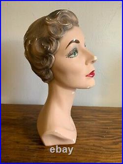 Vintage 1940s Chalk Female Mannequin Head Jewerly Dept. Store Display