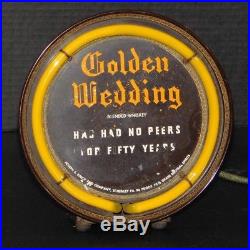 Vintage 1940s Golden Wedding Whiskey Bar Neon Sign Light Liquor Store Display Ad