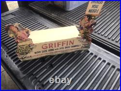 Vintage 1940s Griffin Shoe Shining Cardboard Countertop Display Sign Advertising