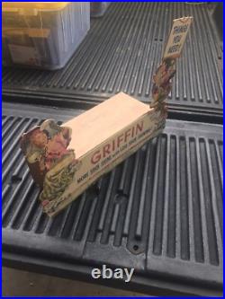 Vintage 1940s Griffin Shoe Shining Cardboard Countertop Display Sign Advertising