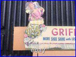Vintage 1940s Griffin Shoe Shining Cardboard Countertop Display Sign Advertising