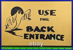 Vintage 1940s Halloween Ghost Store Paperboard Back Entrance Sign
