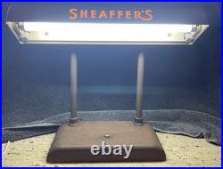 Vintage 1940s Sheaffer's Pen Store Display Lighted Advertising Metal Desk Lamp