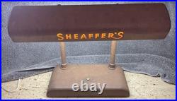 Vintage 1940s Sheaffer's Pen Store Display Lighted Advertising Metal Desk Lamp