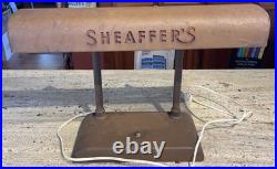 Vintage 1940s Sheaffer's Pen Store Display Lighted Advertising Metal Desk Lamp