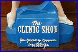Vintage 1940s Striding Nurse Store Display Clinic Shoe for Young Women in White
