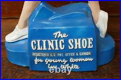 Vintage 1940s Striding Nurse Store Display Clinic Shoe for Young Women in White
