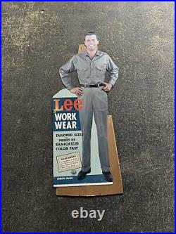 Vintage 1950 60s Lee Workwear Advertising Cardboard Standing Display