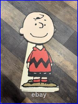 Vintage 1950 Store Display PEANUTS Charlie Brown Stand-Up Advertising 3' Tall