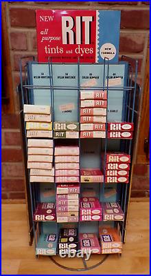 Vintage 1950's /60's Rit Dye Metal Store Display & 116 Packages Of Dye