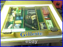 Vintage 1950's Gillette Wood Table Top Diaplay Case Full Razors Blades Boxes