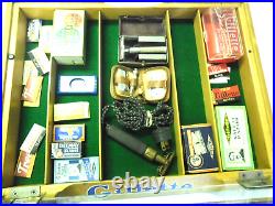 Vintage 1950's Gillette Wood Table Top Diaplay Case Full Razors Blades Boxes