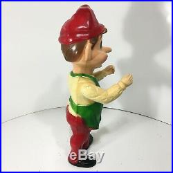 Vintage 1950's Large Blow Mold Hard Plastic Jointed Store Display Christmas Elf