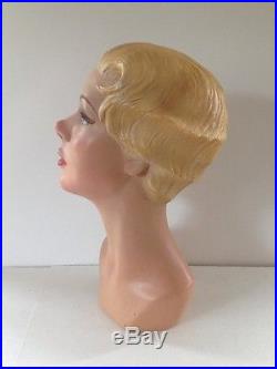 Vintage 1950's Mannequin Head Store Display 14 1/2 Hat Stand Blonde