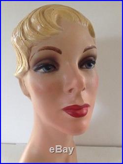 Vintage 1950's Mannequin Head Store Display 14 1/2 Hat Stand Blonde