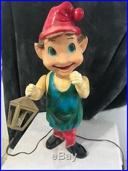 Vintage 1950's Union Blow Mold Hard Plastic Jointed Store Display Christmas Elf