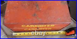 Vintage 1950s Carter Carburetor two drawer red metal parts cabinet rare antique