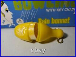 Vintage 1950s Full Case Store Display Colorful Bowling Pin Rain Bonnet Keychains